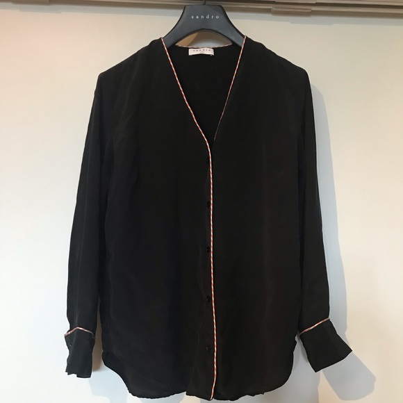 Sandro H18 Black Silk Blouse size 1 - Picture 1 of 3